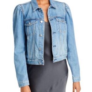 7 for All Mankind Light Blue Puff Sleeve Denim Jacket - Small